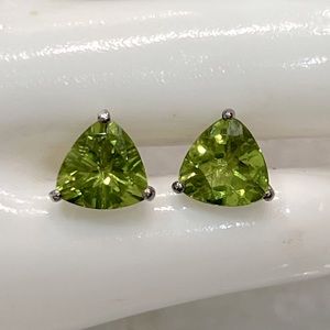 Peridot Sterling Silver Trillion Stud Earrings